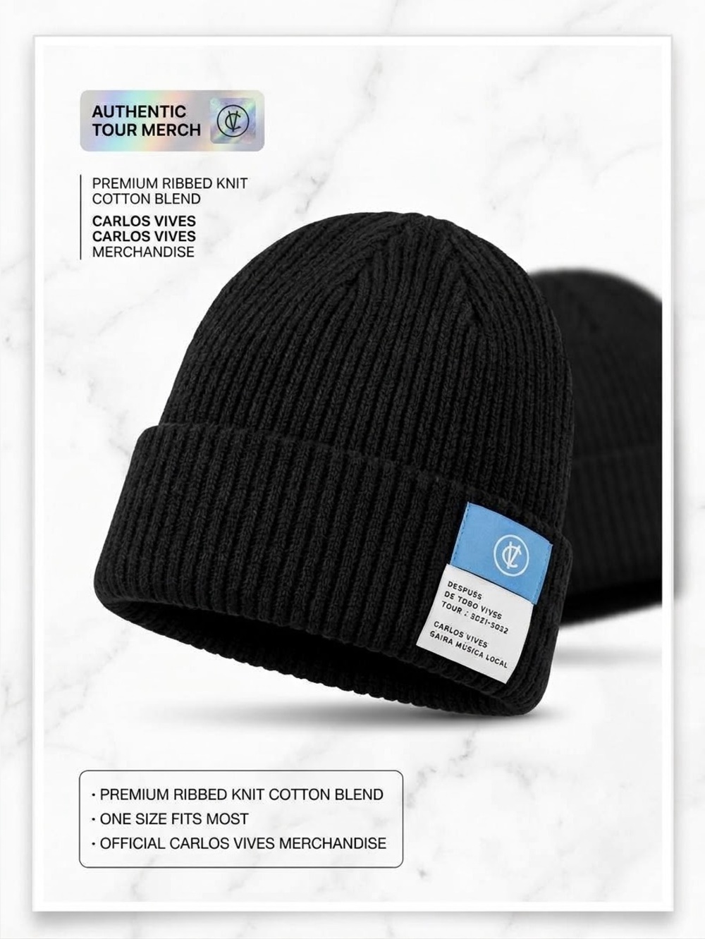 Black Ribbed Knit Beanie